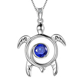 Turtle Birthstone September Sapphire Necklace Pendant - Necklaces - Aurora Tears